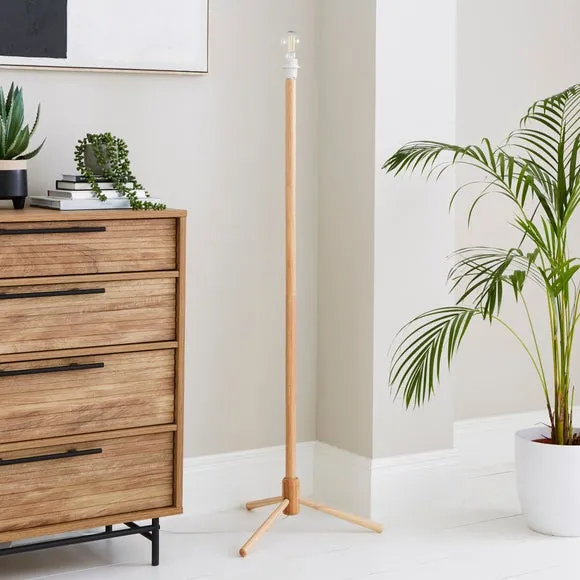 Floor Lamp Base with Foot Switch - Natural, Wood
