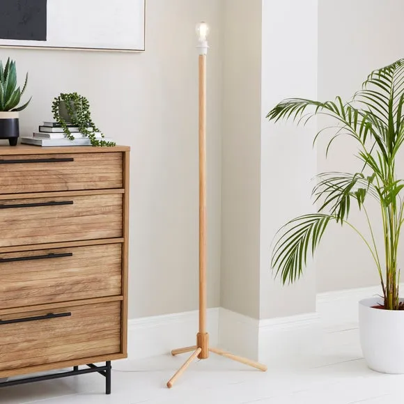 Floor Lamp Base with Foot Switch - Natural, Wood image