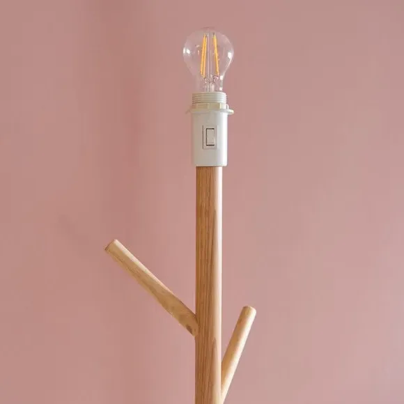 Floor Lamp Base with Hangers - Natural, Rubberwood