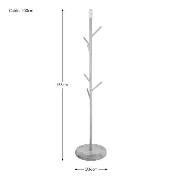 Floor Lamp Base with Hangers - Natural, Rubberwood