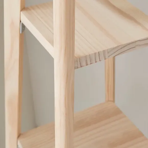 Floor Lamp Base with Shelves - Natural, Wood