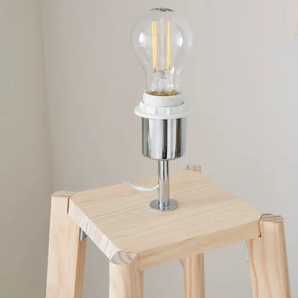 Floor Lamp Base with Shelves - Natural, Wood