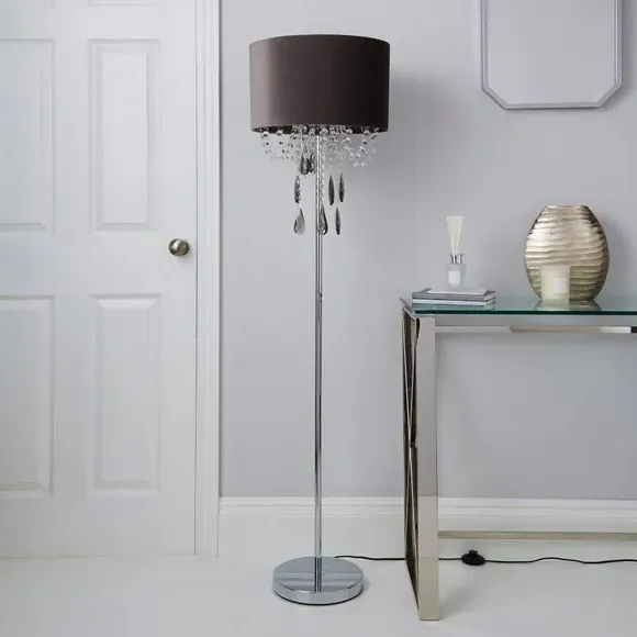 Floor Lamp with Acrylic Drops - Charcoal, Velvet