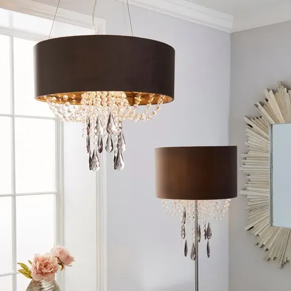 Floor Lamp with Acrylic Drops - Charcoal, Velvet
