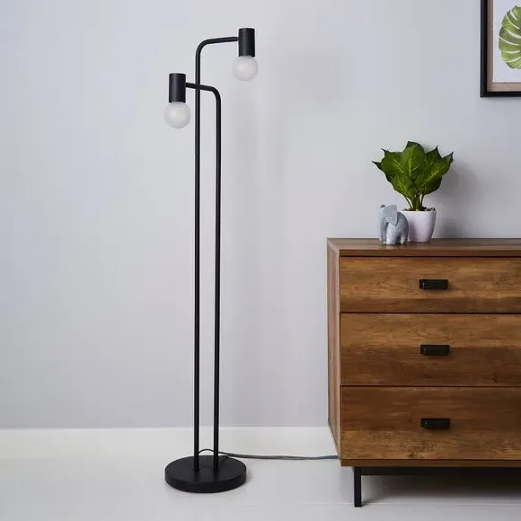 Floor Lamp with Dual Switch - Matt Black