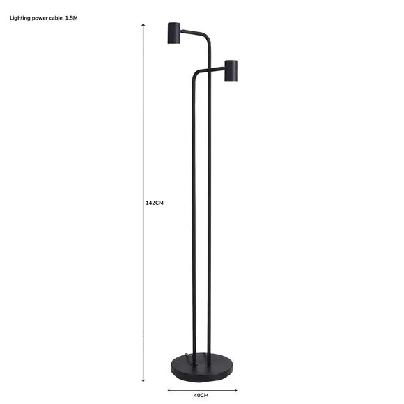 Floor Lamp with Dual Switch - Matt Black