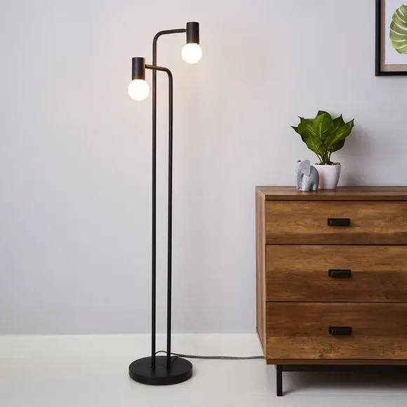 Floor Lamp with Dual Switch - Matt Black image