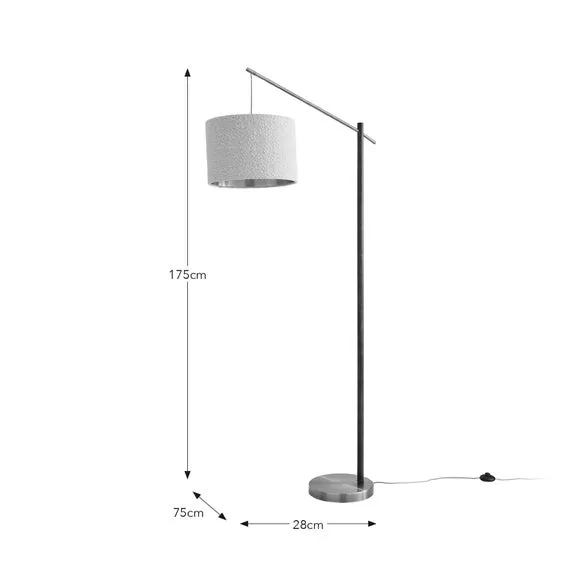 Floor Lamp with Extended Arm - Off-White, Wood