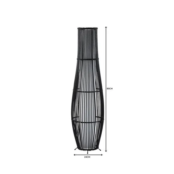 Floor Lamp with Fabric Shade - Black, Bamboo