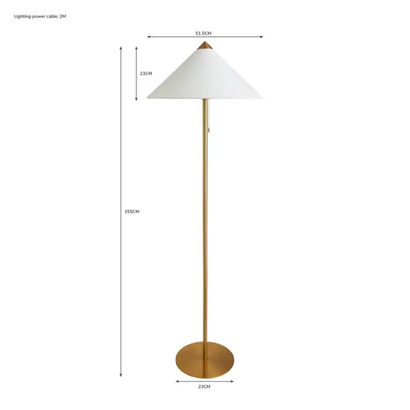 Floor Lamp with Fabric Shade - Brass, Metal
