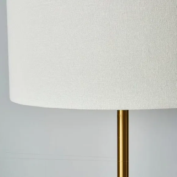 Floor Lamp with Foot Switch - Gold, Faux Linen