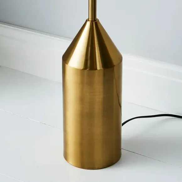 Floor Lamp with Foot Switch - Gold, Faux Linen