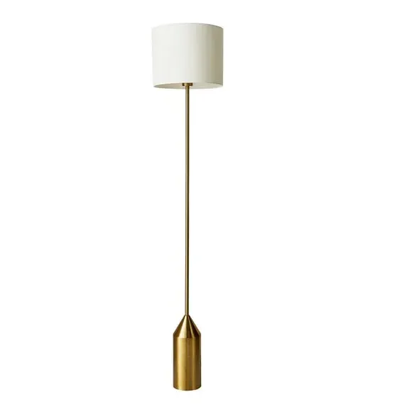 Floor Lamp with Foot Switch - Gold, Faux Linen