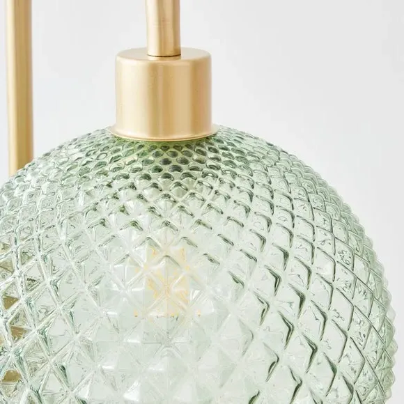 Floor Lamp with Foot Switch - Green, Glass