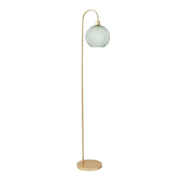 Floor Lamp with Foot Switch - Green, Glass