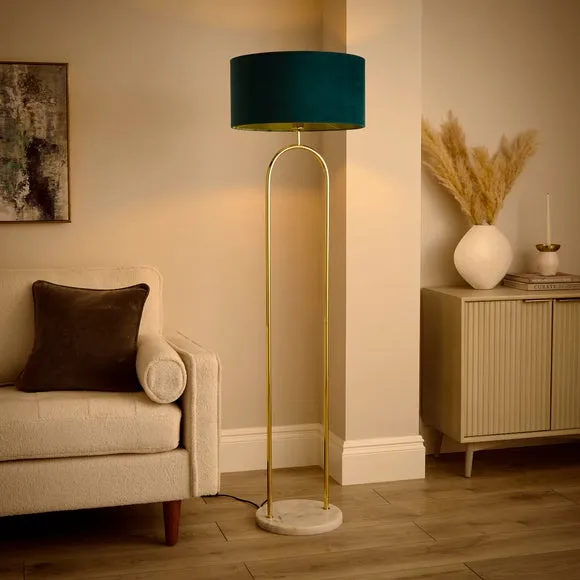 Floor Lamp with Foot Switch - Peacock, Velvet