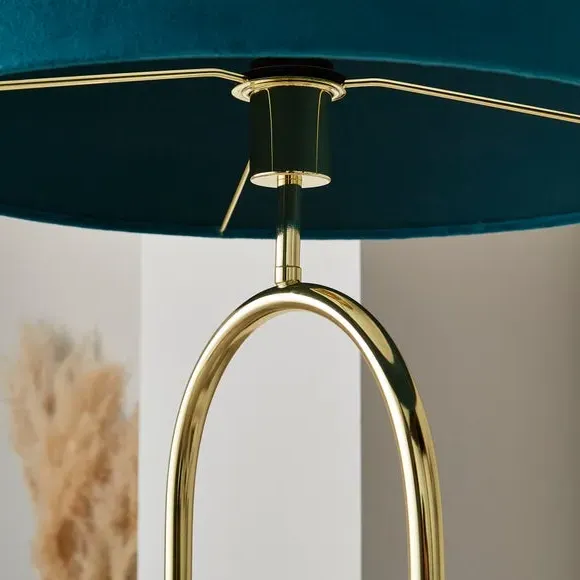 Floor Lamp with Foot Switch - Peacock, Velvet