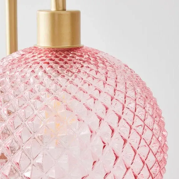 Floor Lamp with Foot Switch - Pink, Glass