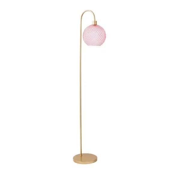 Floor Lamp with Foot Switch - Pink, Glass