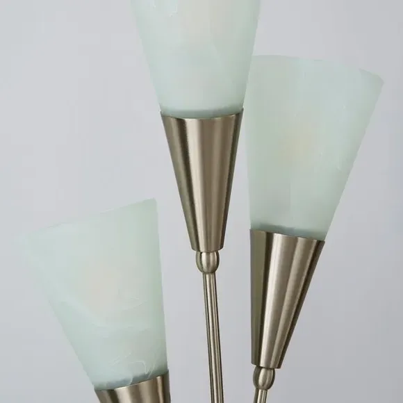 Floor Lamp with Marble Glass - Silver, Nickel