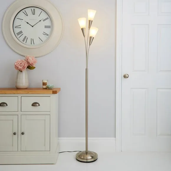 Floor Lamp with Marble Glass - Silver, Nickel image