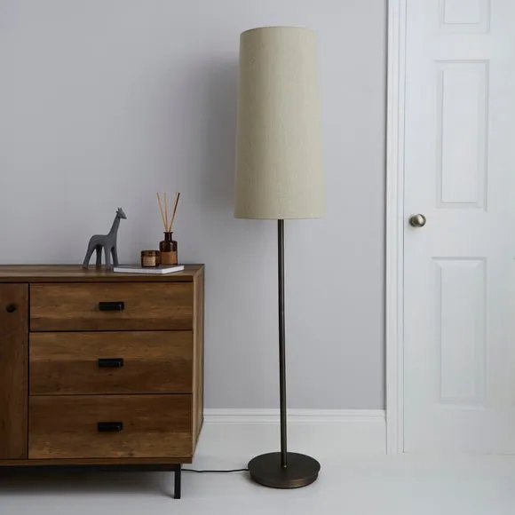 Floor Lamp with Oversized Shade - Natural, Bronze