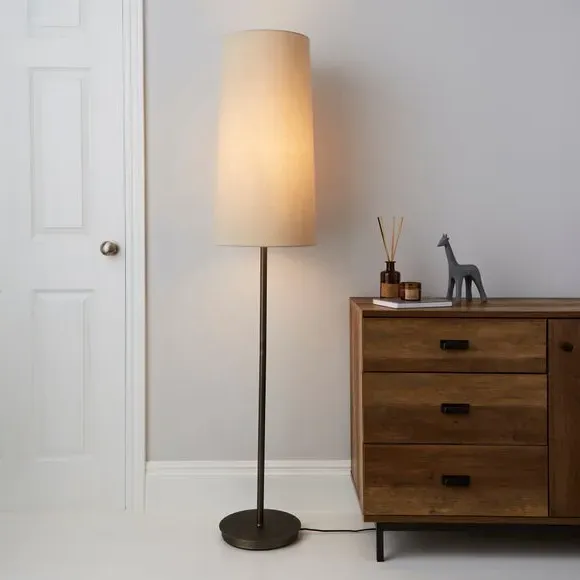 Floor Lamp with Oversized Shade - Natural, Bronze image