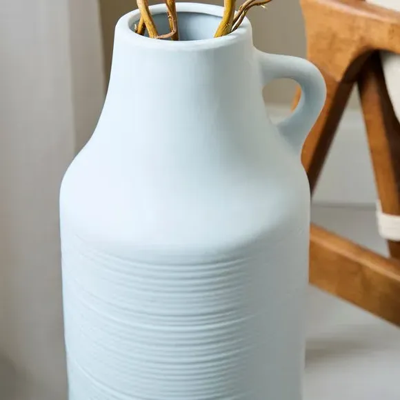Floor Vase with Handle - Blue, Ceramic