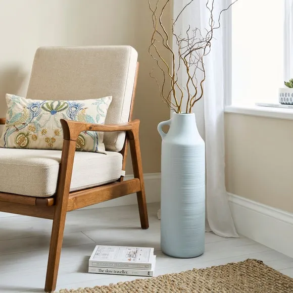 Floor Vase with Handle - Blue, Ceramic