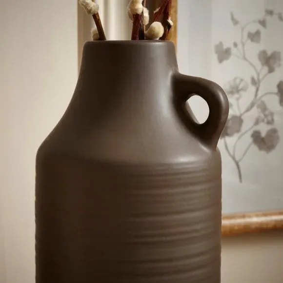 Floor Vase with Handle - Chocolate, Ceramic