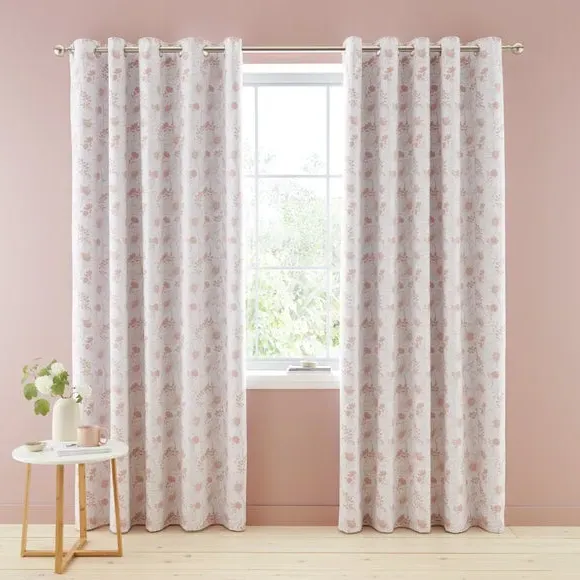 Floral Blackout Eyelet Curtains - Blush, Polycotton