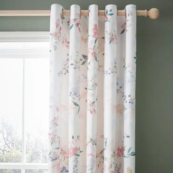 Floral Blackout Eyelet Curtains - Blush, Polycotton image