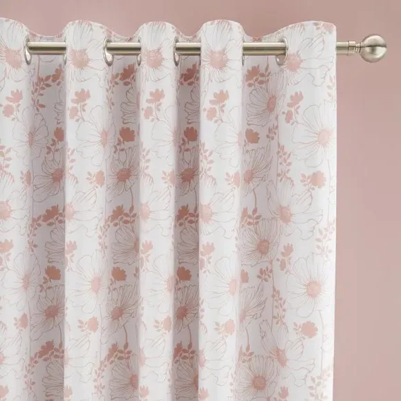 Floral Blackout Eyelet Curtains - Blush, Polycotton image