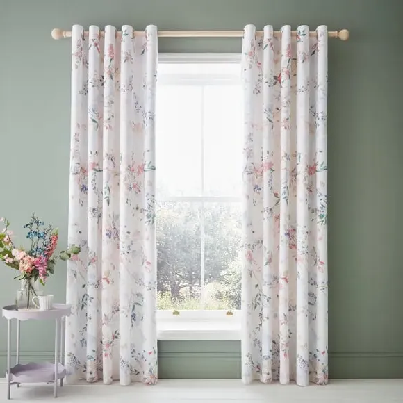 Floral Blackout Eyelet Curtains - Blush, Polycotton