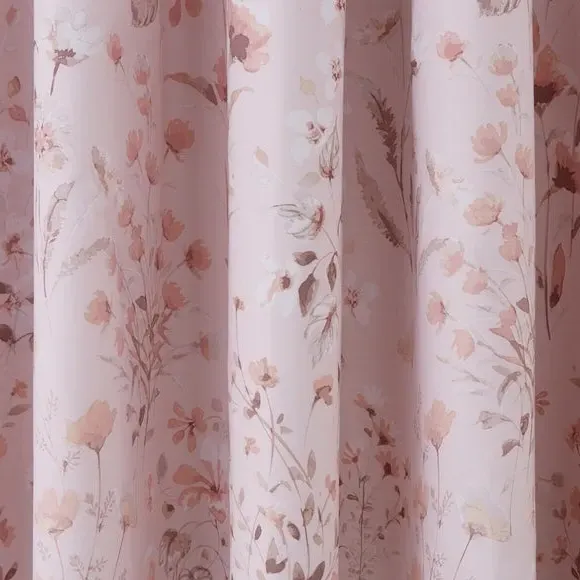 Floral Blackout Eyelet Curtains - Blush, Polyester