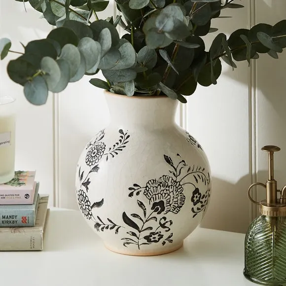 Floral Ceramic Vase - Cream, Ceramic image