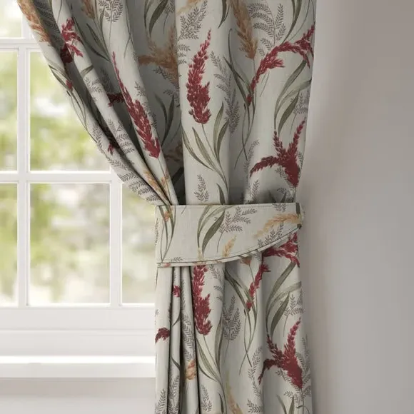 Floral Curtain Tieback Fire Retardant - Garnet