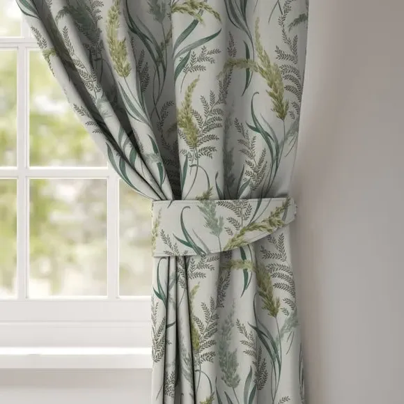 Floral Curtain Tieback Fire Retardant - Jade
