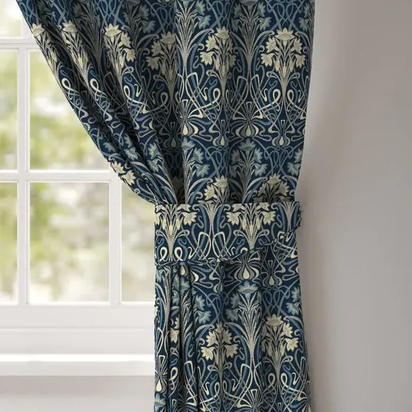 Floral Curtain Tieback - Navy