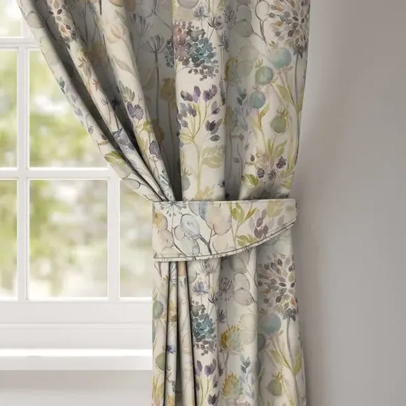 Floral Curtain Tieback - Violet, Cotton Linen