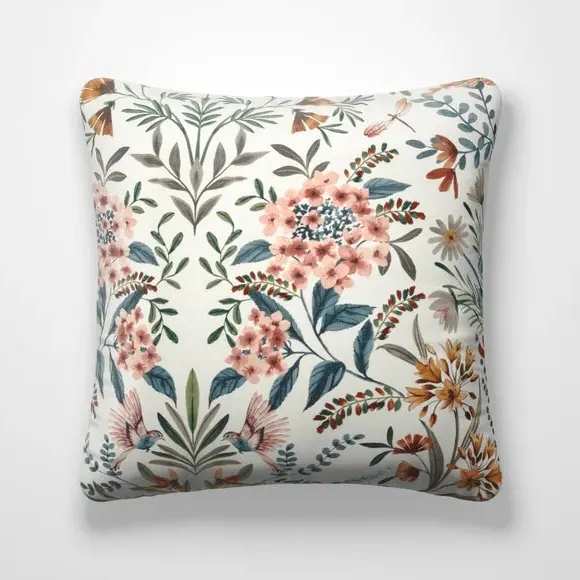 Floral Cushion Cover - Chalk Blue, Cotton