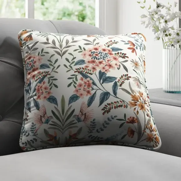 Floral Cushion Cover - Chalk Blue, Cotton