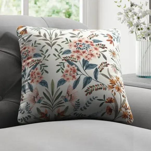 Floral Cushion Cover - Chalk Blue, Cotton image
