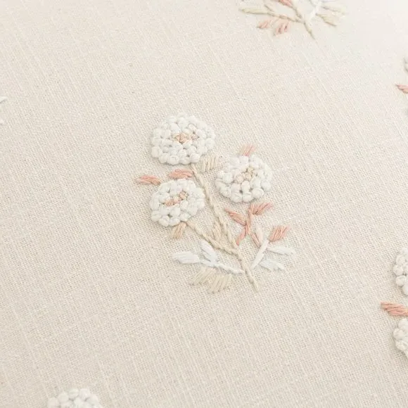 Floral Cushion Cover French Knot - Natural, Cotton