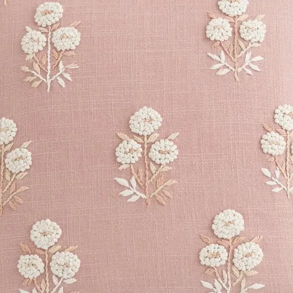 Floral Cushion Cover French Knot - Pink, Cotton