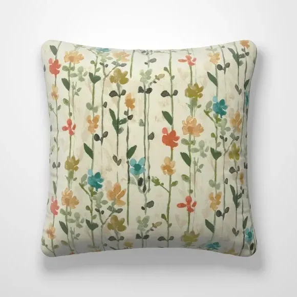 Floral Cushion Cover - Green, Cotton