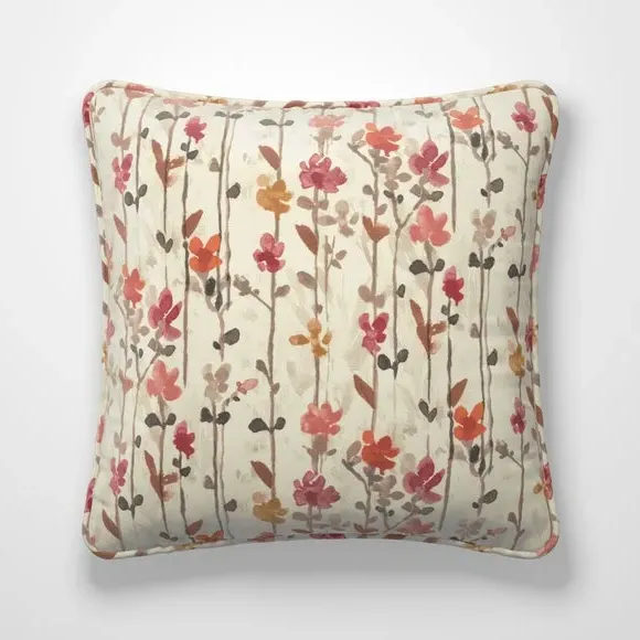 Floral Cushion Cover - Raspberry, Cotton