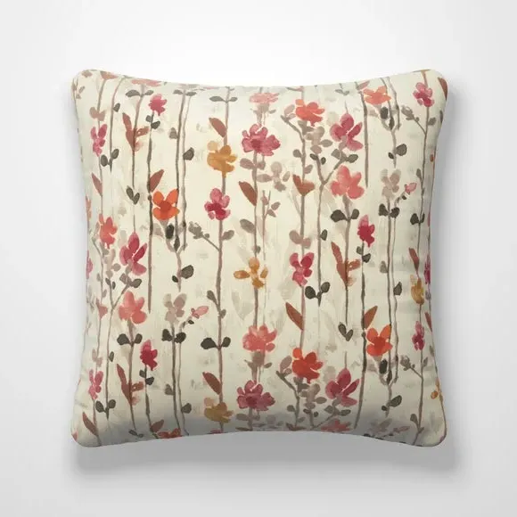 Floral Cushion Cover - Raspberry, Cotton
