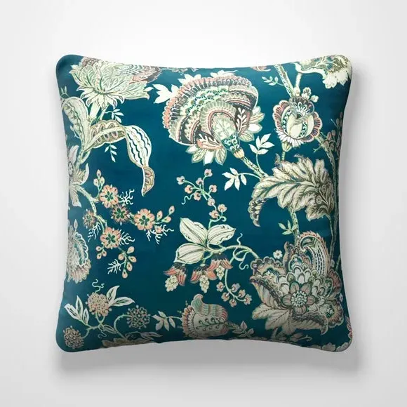Floral Cushion Cover - Teal, Polyester