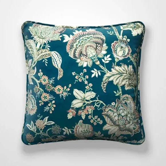 Floral Cushion Cover - Teal, Polyester